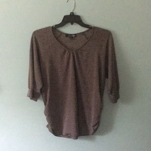 Grey Scrunched Sides Lena 1/2 Sleeve V Neck Top